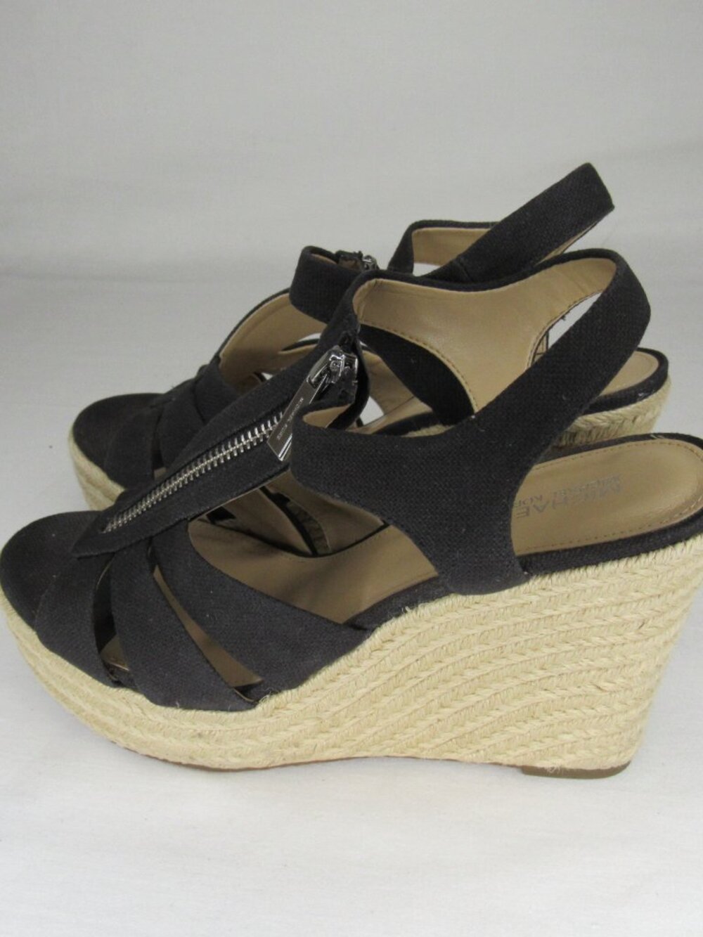 Michael Michael Kors Black Canvas Berkley Espadrille Wedge Sandal Women's 8 - Picture 4 of 10